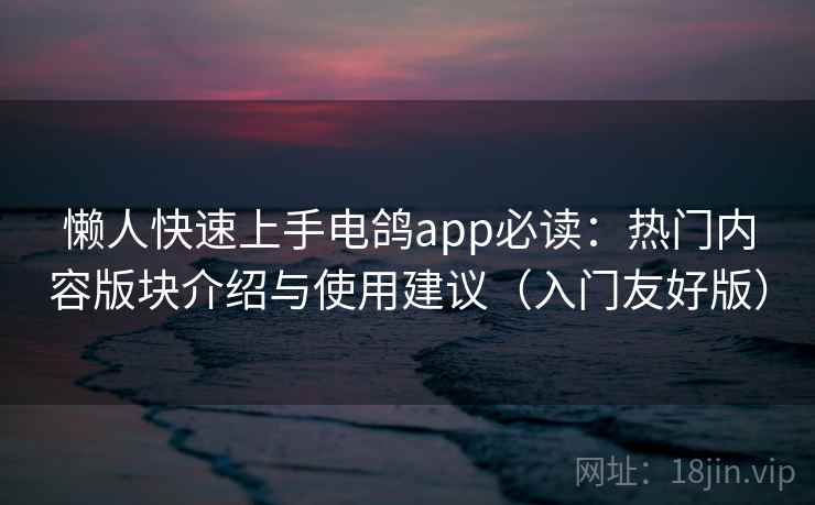 懒人快速上手电鸽app必读：热门内容版块介绍与使用建议（入门友好版）